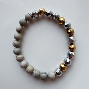 Elegant Silver and Gold Beaded Bracelet